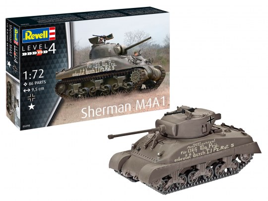REVELL CHAR SHERMAN M4A1 1:72 Scale Model Kit 03102 complet/toujours en scellé sac 