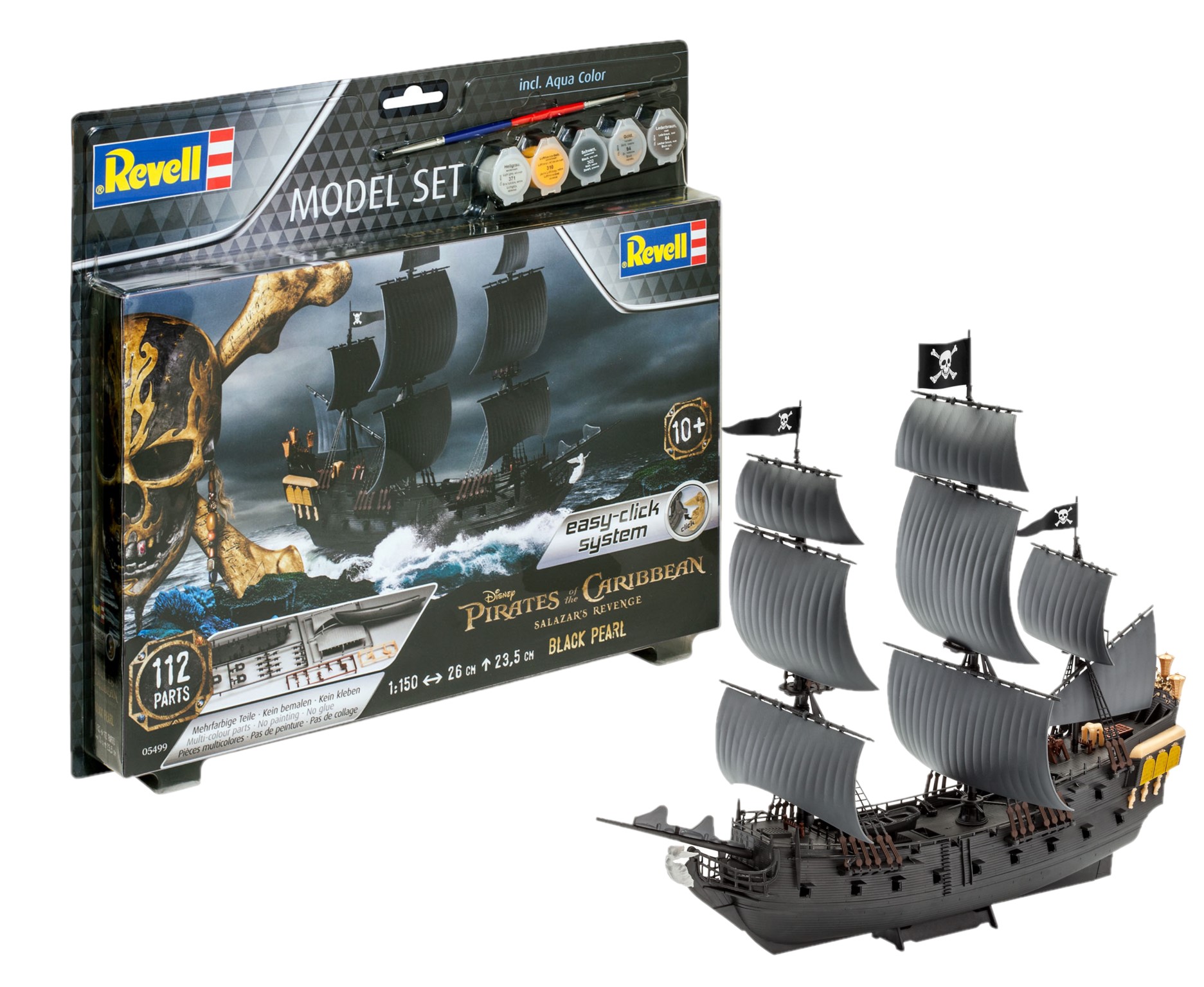 Revell Easy Click 1:150 Scale Pirates Of The Caribbean Black Pearl Sailing Ship 